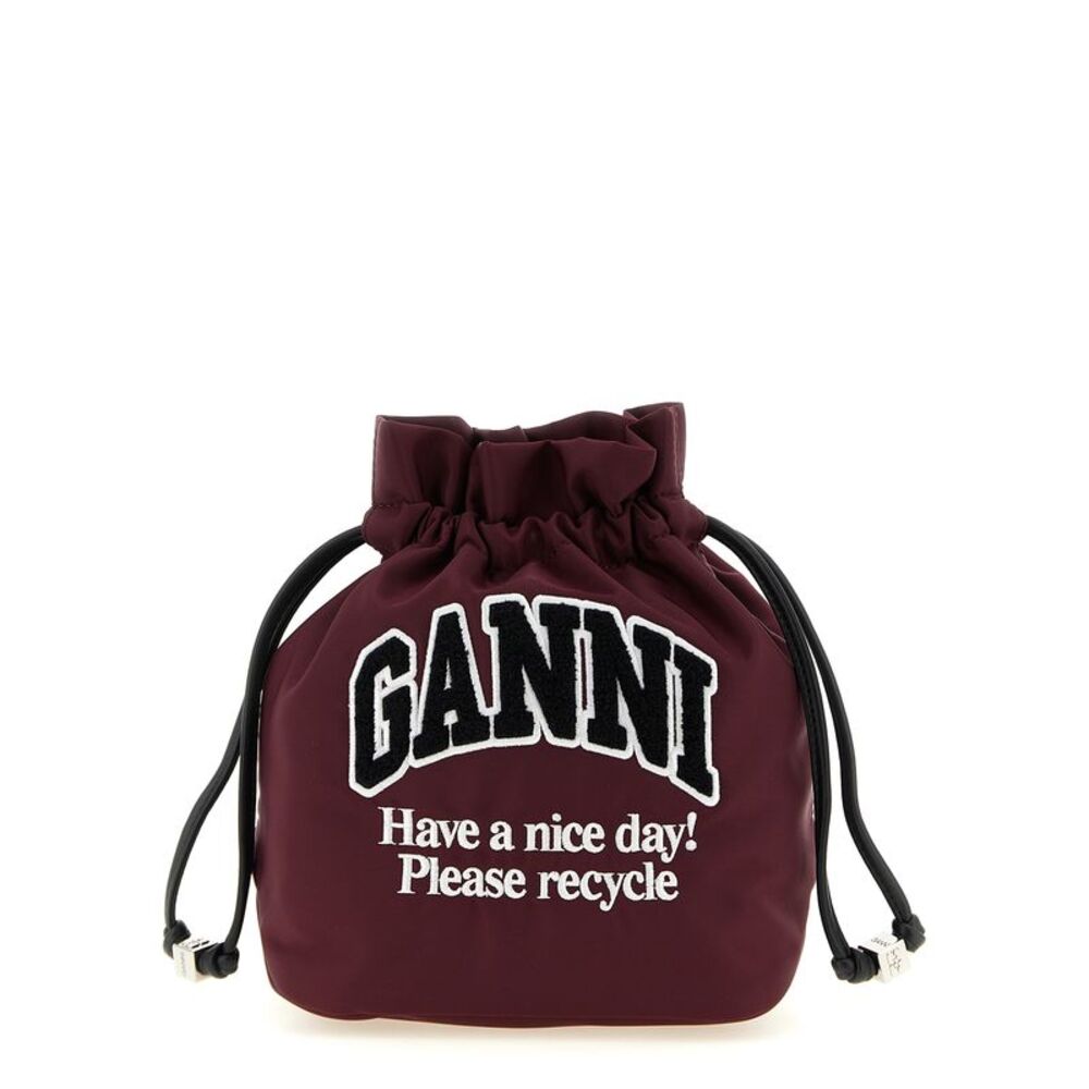 Ganni Bordeaux Recycled Polyamide Clutch Women's Bag